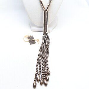 Uno de 50 Silver Tone Jellyfish Tassel & Bead Statement Necklace $310 READ AD!